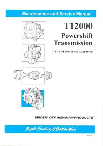 Clark Spicer Hurth Powershift Transmission T12000 Intermediate Drop Service Manual