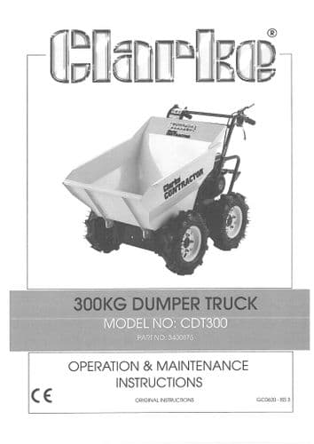 Clarke Dumper Truck 300kg CDT300 Operators Manual