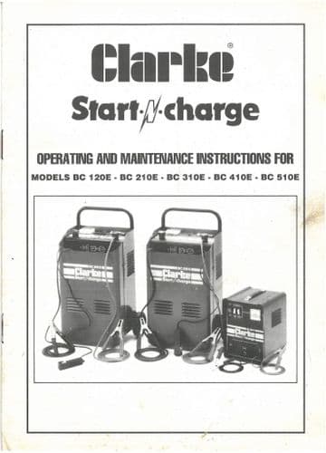 Clarke Start Charger Operators and Maintenance Instructions