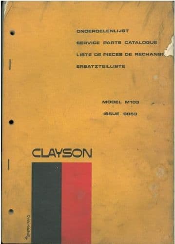 Clayson Combine M103 Parts Manual