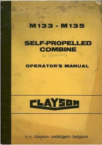 Clayson Combine M133 & M135 Operators Manual