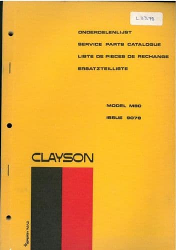 Clayson Combine M80 Parts Manual