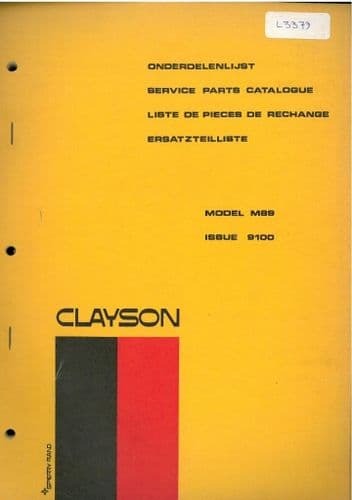 Clayson Combine M89 Parts Manual