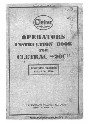 Cletrac Crawler Tractor 20C Operators Manual