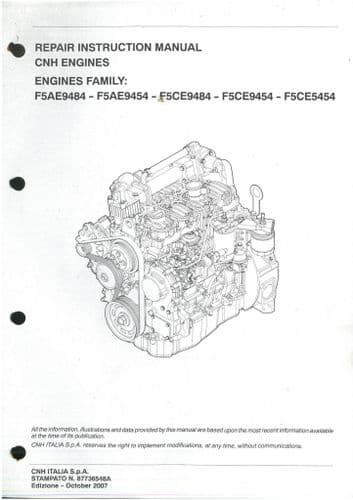 CNH Engine F5AE9484, F5AE9454, F5CE9484, F5CE9454 & F5CE5454  Workshop Service Manual