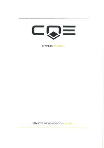 Coe Mono Boom Shaker M7 Operators Manual