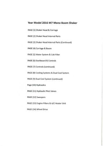 Coe Mono Boom Shaker M7 Parts Manual