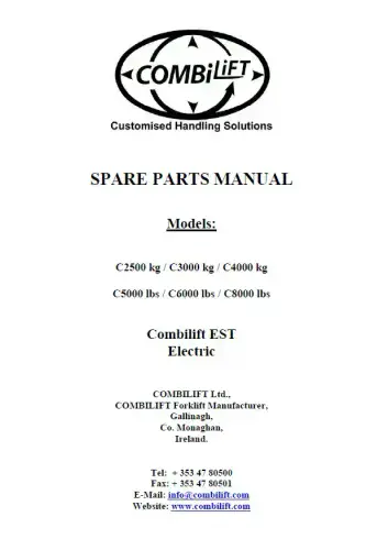 Combilift Forklift Truck Aisle Master C2500kg C3000kg C4000kg C5000lbs C6000lbs C8000lb Parts Manual