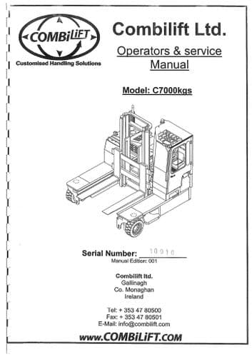 Combilift Forklift Truck Aisle Master C7000kgs Operator's & Service Manual