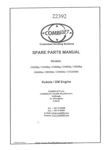 Combilift Forklift Truck C3500 C4000 C4500 C4800 C5000 C5000XL Operator's & Service Manual