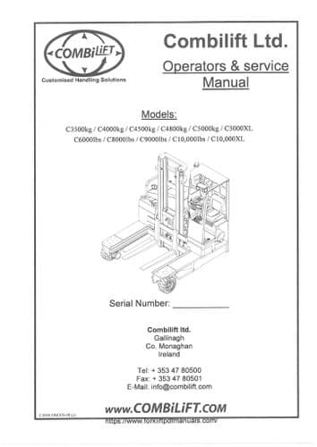 Combilift Forklift Truck C6000 C8000 C9000 C10000 C10000XL Operator's & Service Manual