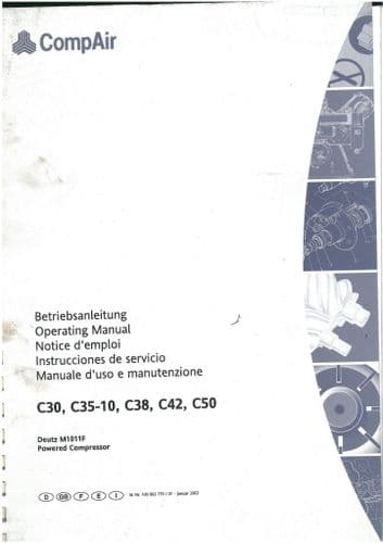 CompAir C30 C35-10 C38 C42 C50 Portable Air Compressor Operators Manual