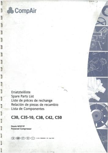 CompAir C30 C35-10 C38 C42 C50 Portable Air Compressor Parts Manual