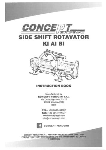 Concept Perugini Side SHift Rotavator KI AI BI Operators Manual