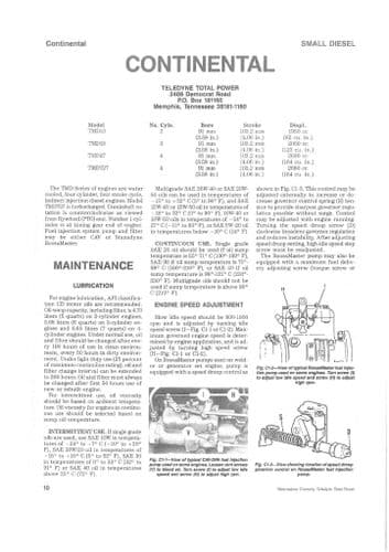 Continental Small Diesel Engine Model TMD13 TMD20 TMD27 TMDT27 I&T Workshop Manual