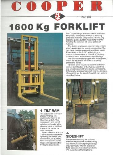 Cooper 1600Kg Forklift Brochure