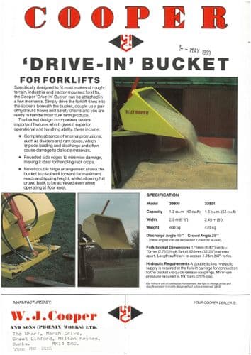 Cooper Drive in Bucket for Forklifts Brochure