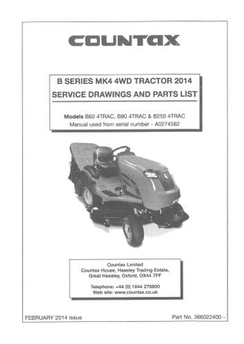 Countax Garden Tractor 4Trac B60 B80 B250 Parts Manual