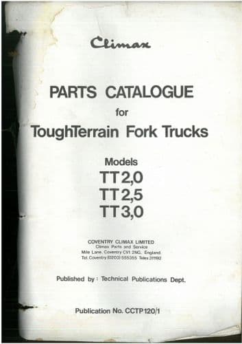 Coventry Climax Forklift Truck ToughTerrain TT2.0 TT2.5 TT3.0 Parts Manual