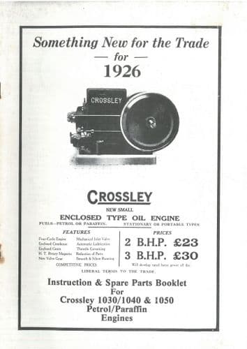 Crossley Oil Engine 1030 1040 & 1050 Petrol & Paraffin Operators Manual