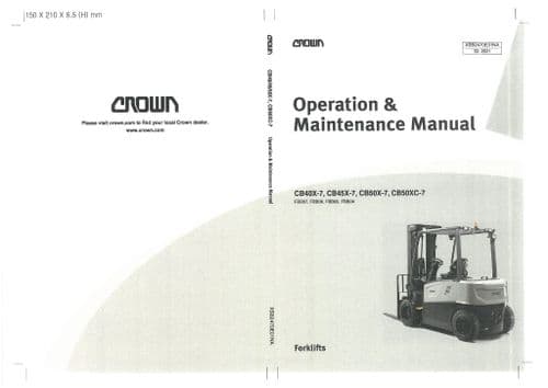 Crown Forklift Truck CB40X-7 CB45X-7 CB50X-7 CB50XC-7 Operators Manual