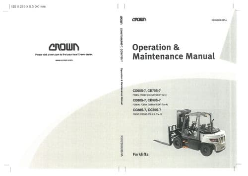 Crown Forklift Truck CD60S-7 CD70S-7 CD80S-7 CD90S-7 CG60S-7 CG70S-7 Operators Manual