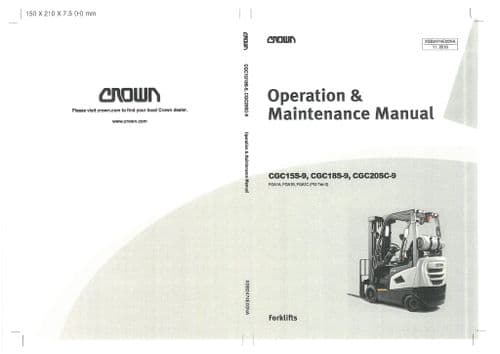 Crown Forklift Truck CGC15S-9 CGC18S-9 CGC20SC-9 Operators Manual