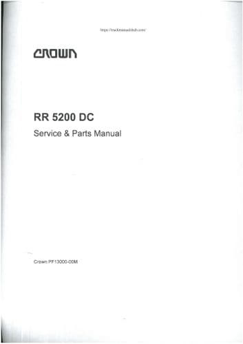 Crown RR 5200 DC Service & Parts Manual