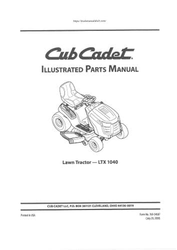 Cub Cadet Garden Tractor LTX1040 Parts Manual