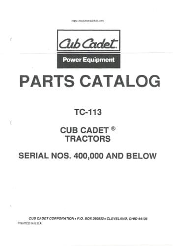 Cub Cadet Tractor TC113 Parts Manual