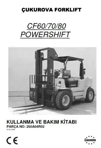 Cukurova Forklift Truck  CF60 CF70 CF80 Powershift  Operators Manual