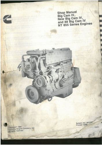 Cummins engine Big Cam IV New Big Cam IV 88 BIg Cam IV NT 855  -  Workshop Manual