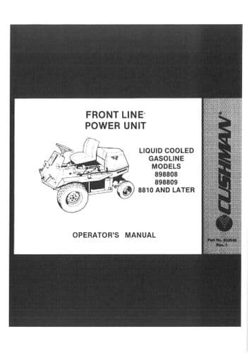 Cushman Front Line Power Unit 898808 898809 Operators Manual