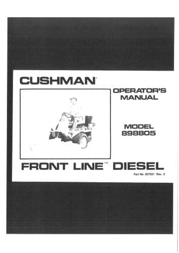 Cushman Front Line Power Unit Diesel 898805 Operators Manuals