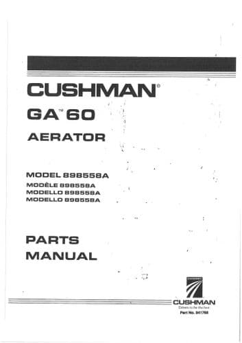 Cushman Ransomes Aerator GA60 Parts Manual GA 60