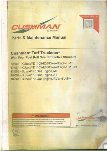 Cushman Turf Truckster 4 Point Rollover Operators Manual and Spare Parts List