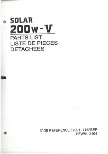 Daewoo Hydraulic Excavator Solar 200W-V Parts Manual