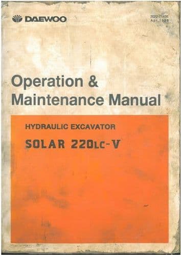 Daewoo Hydraulic Excavator Solar 220LC-V Operators Manual - 220 LC-V