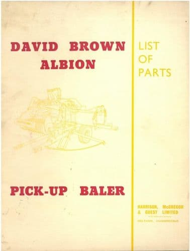 David Brown Albion Baler Parts Manual