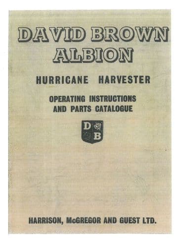 David Brown Hurricane Harvester Operators & Parts Manual