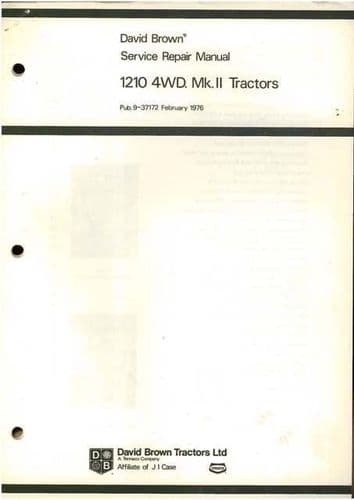 David Brown Tractor 1210 4WD MkII Workshop Service Manual - 4WD Only