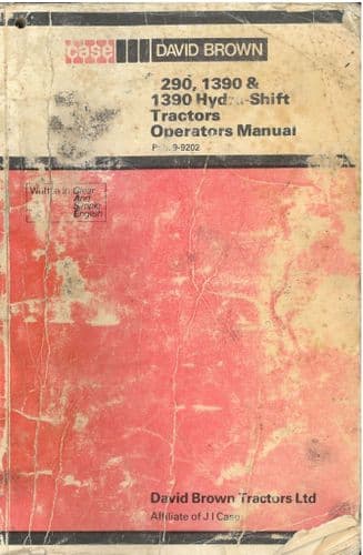 David Brown Tractor  1290 & 1390  & 1390 Hydra Shift Operators Manual