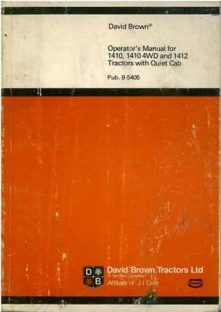 David Brown Tractor 1410, 1410 4WD & 1412 Operators Manual
