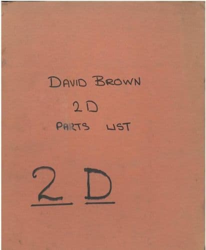 David Brown Tractor 2D Parts Manual