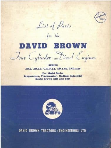 David Brown Tractor 4 Cylinder Diesel Engine Series AD.4, AD.4.3, CAD.4.3, AD.4.25, CAD.4.30 Parts