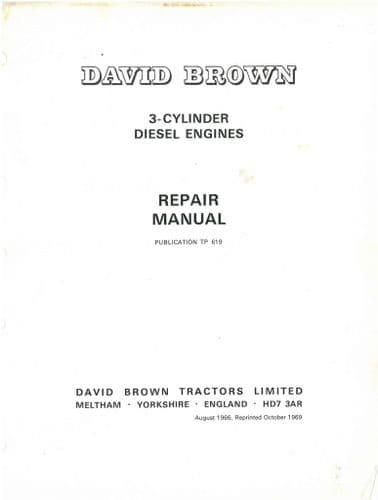 David Brown Tractor Engine AD3/40A AD3/40B AD3/55A AD3/55B Workshop Service Repair Manual
