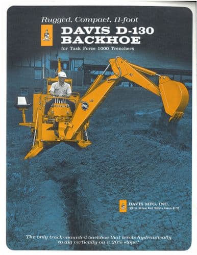 Davis Trencher Task Force 1000 & D130 Backhoe Excavator Brochure