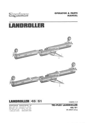 Degelman Landroller 45 & 51 Operators Manual and Spare Parts List
