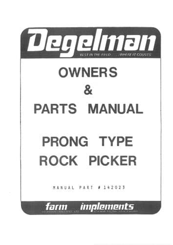 Degelman Prong Type Rock Picker Operators Manual and Spare Parts List