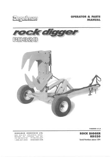 Degelman Rock Digger RD320 Operators Manual and Spare Parts List